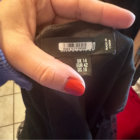 Missguided Dobby Mesh Black Long Puff Sleeve Women’s Blouse Top V Neck EUC - Picture 2 of 14